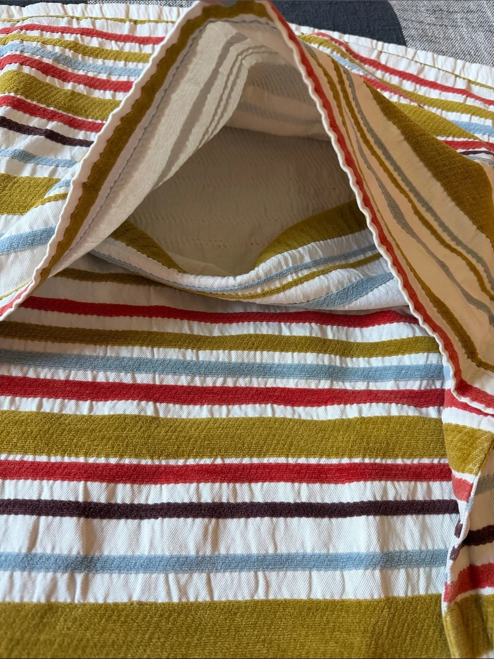Crate&Barrel Striped Pillow Shams in White, Olive, Red, Blue
